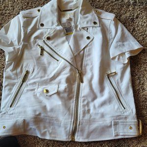 Michael Kors White Short Jacket with gold zippers – size M – new w/tags - $100